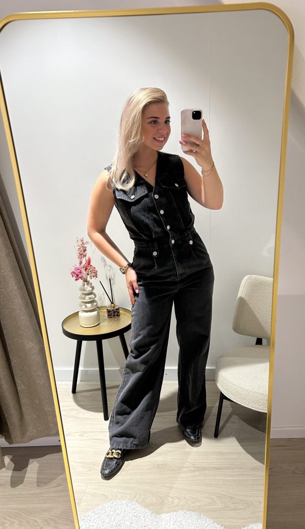 Grey Denim Jumpsuit - Afbeelding 2