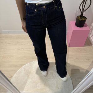 Mila Wide Leg Jeans - Dark Denim - Queen Hearts