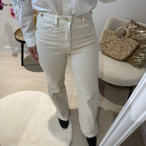 Mila Wide Leg Jeans - Beige - Queen Hearts