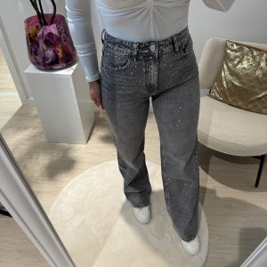 Kaja Stud Wide Leg Jeans - Grijs - Queen Hearts