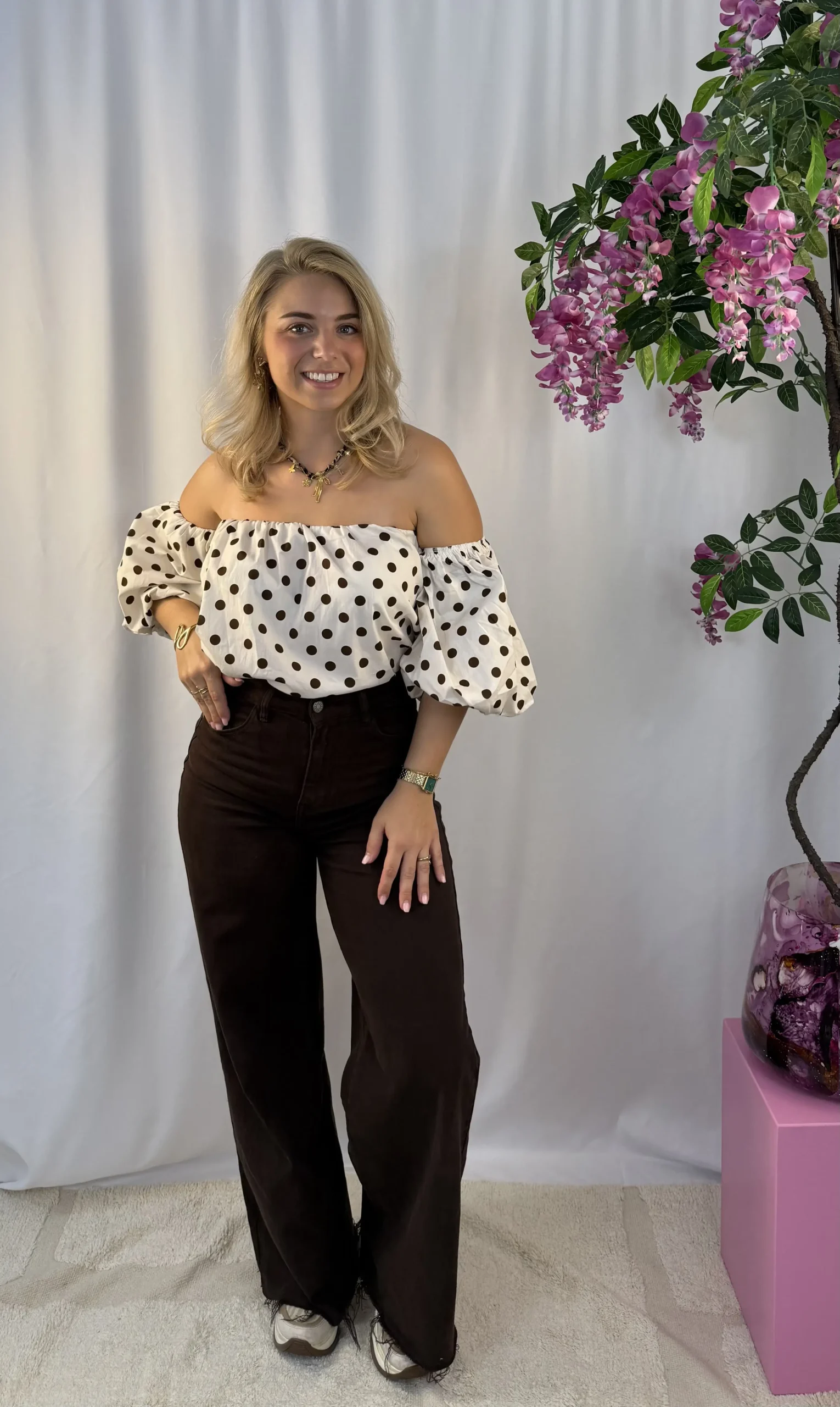 Liselotte Dot Top - Bruin