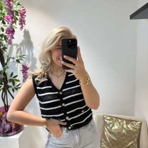 Sofie Stripe Top - Zwart