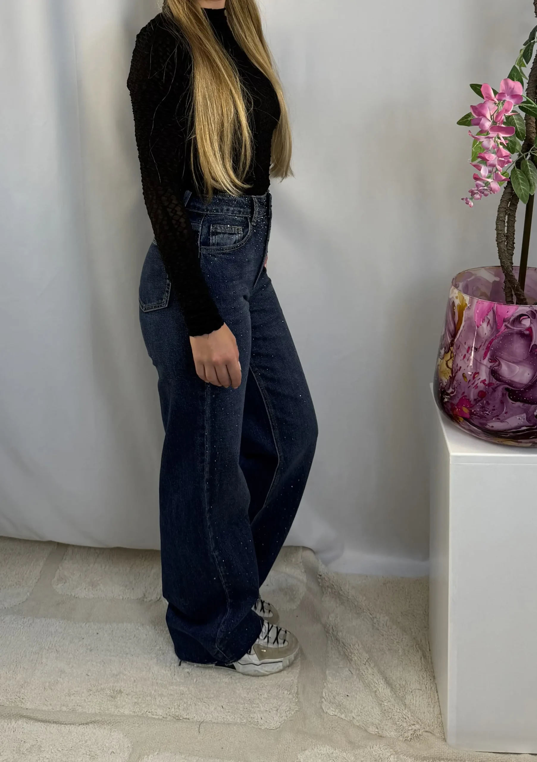 Elin Wide Leg Strass Jeans Tall - Queen Hearts - Afbeelding 2