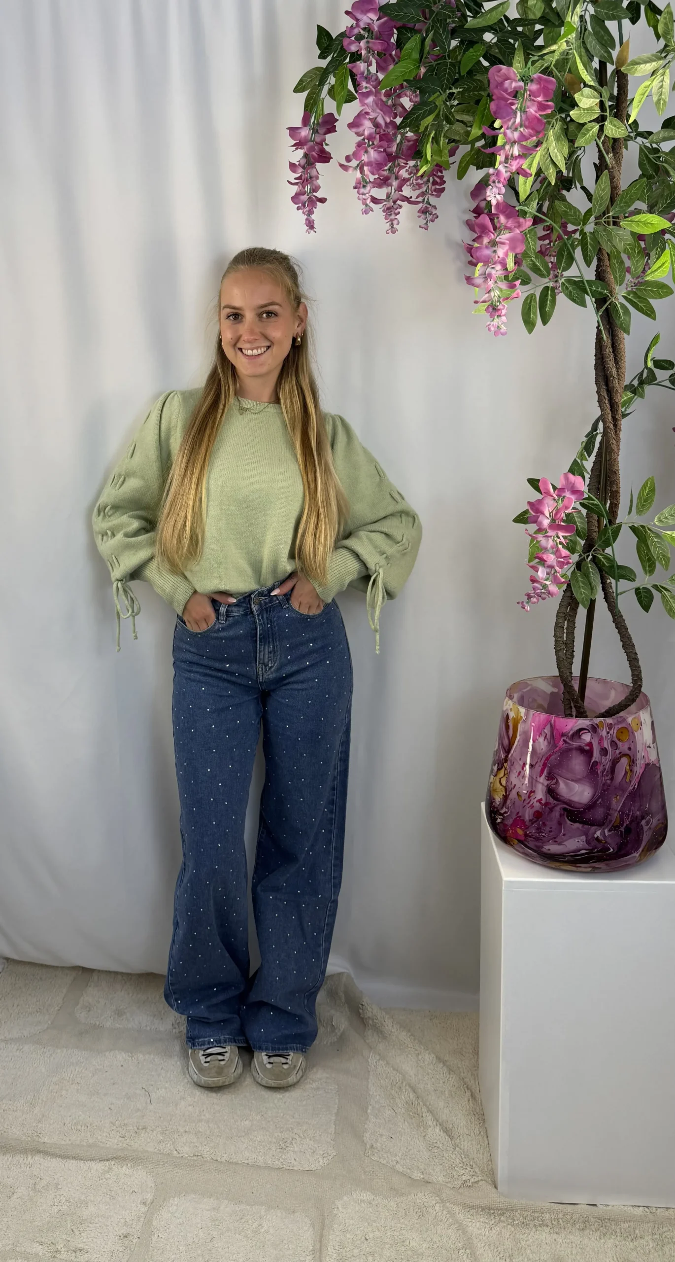 Luna Extra Long Wide Leg Strass Jeans - Redial