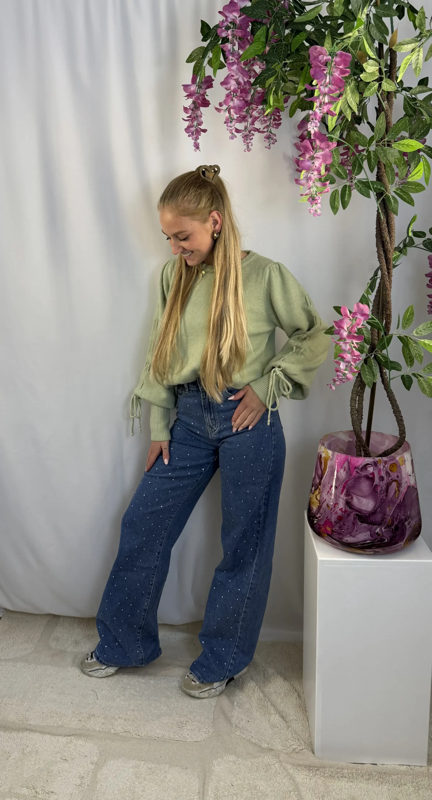 Luna Extra Long Wide Leg Strass Jeans - Redial - Afbeelding 2