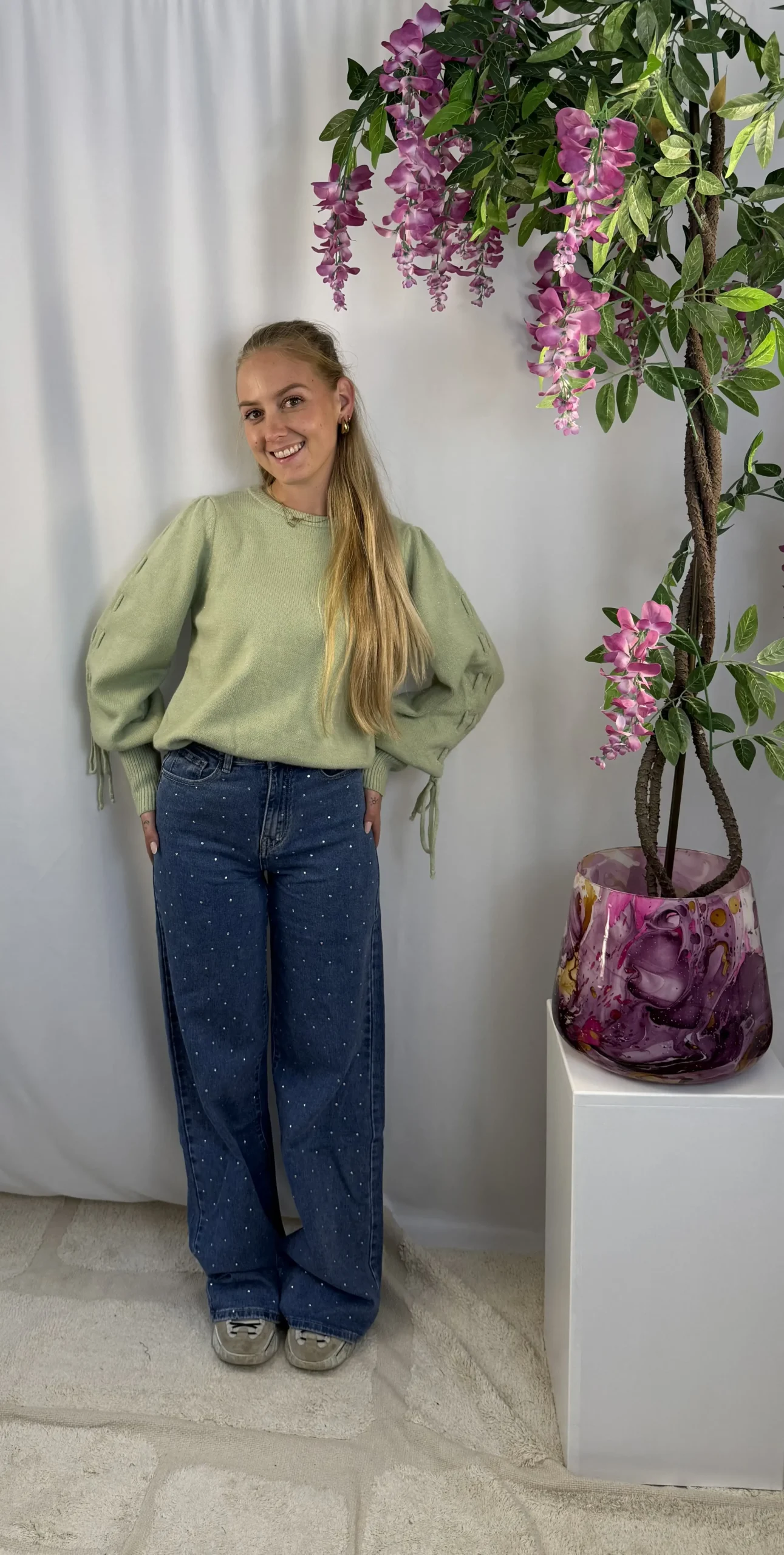 Luna Extra Long Wide Leg Strass Jeans - Redial - Afbeelding 4