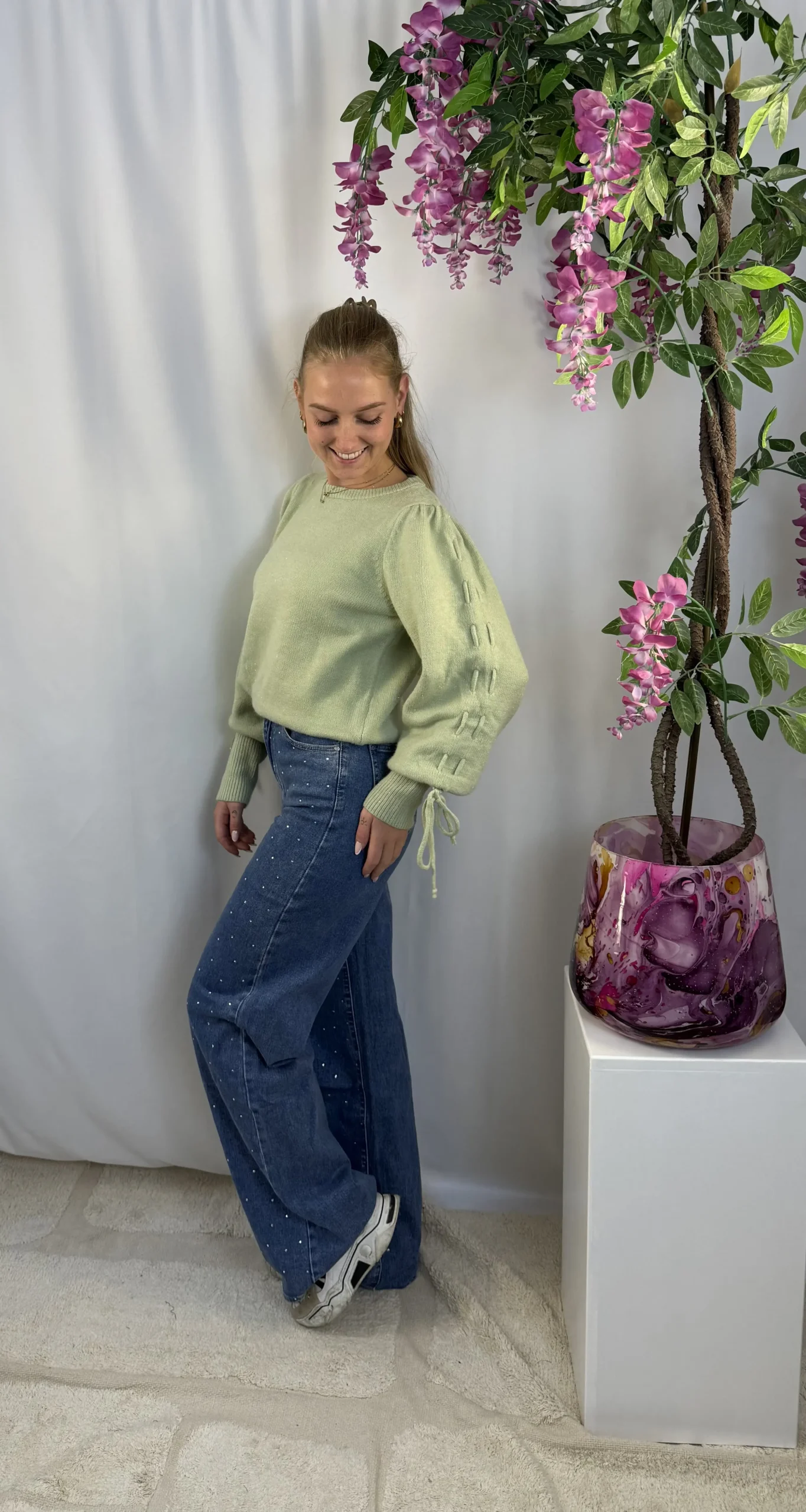 Luna Extra Long Wide Leg Strass Jeans - Redial - Afbeelding 5