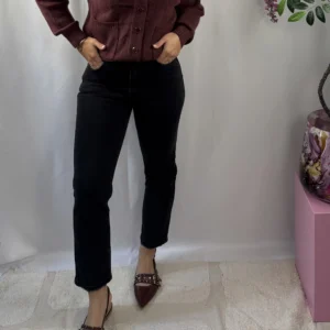 Lila Mom Jeans - Zwart - Queen Hearts