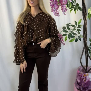 Lize Dot Blouse - Brown