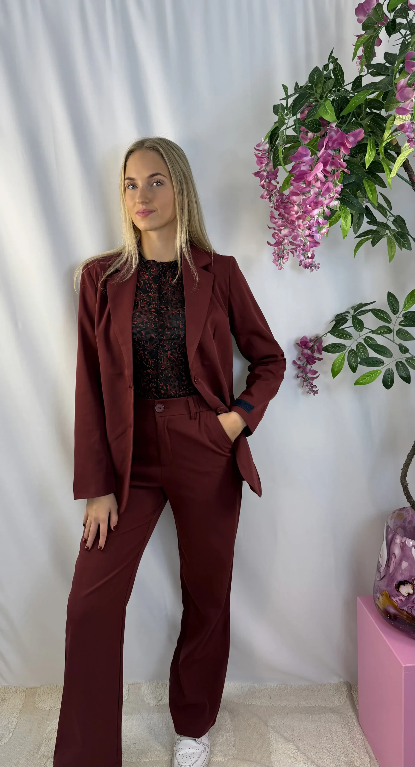 FLURESK - Mirna blazer - Wine Red - Afbeelding 2