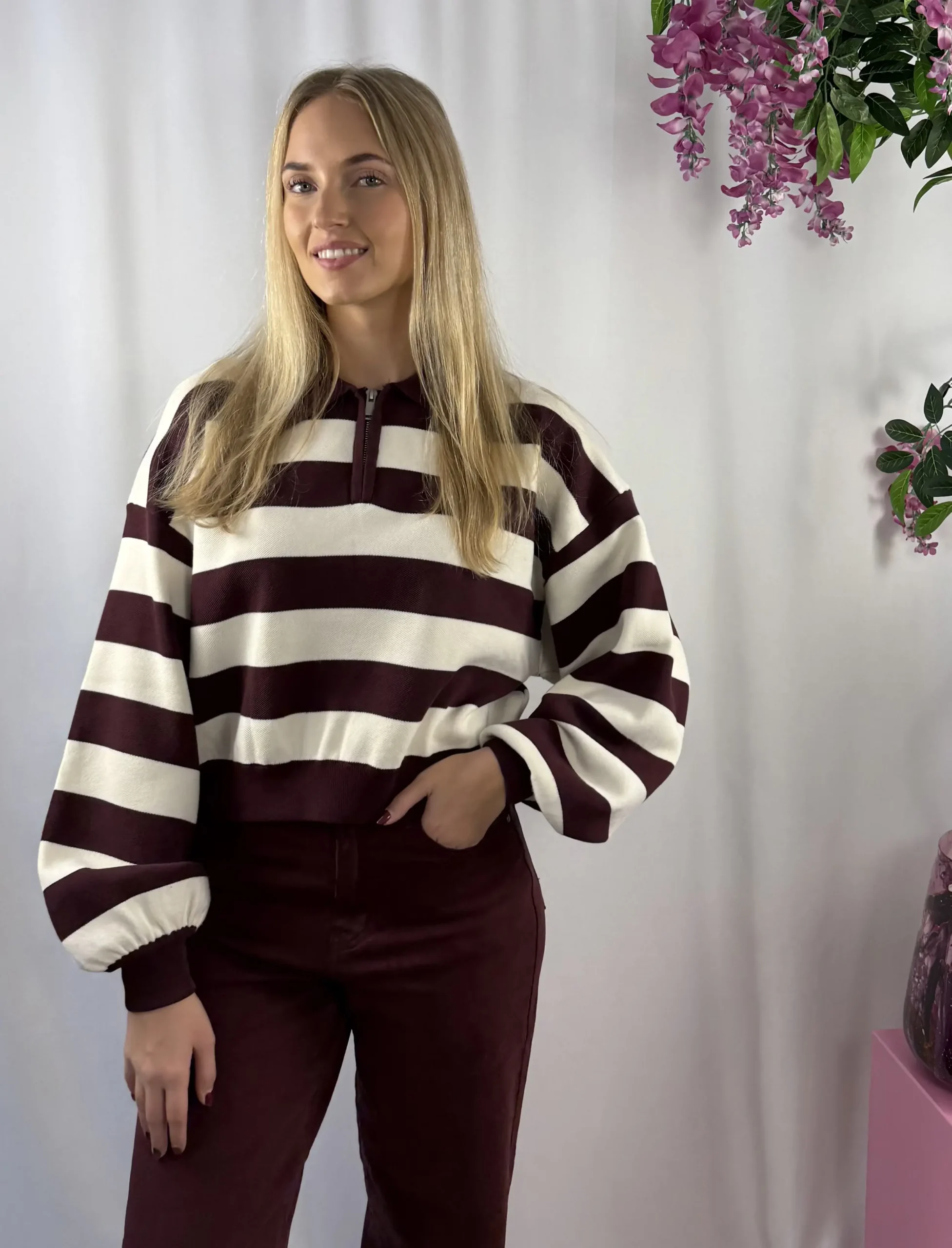 Melina Stripe Sweater - Bordeaux - Afbeelding 3