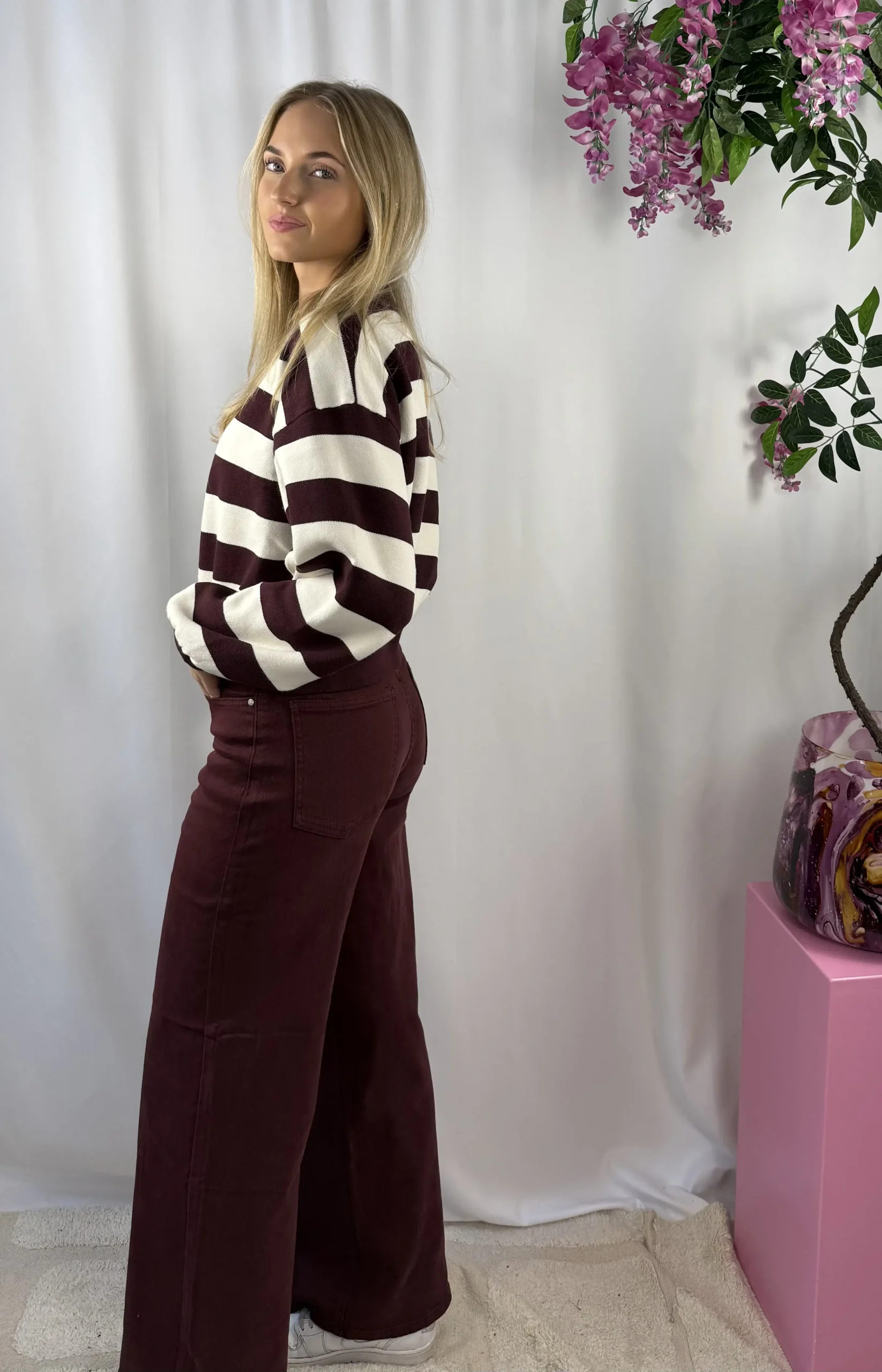 Melina Stripe Sweater - Bordeaux - Afbeelding 4