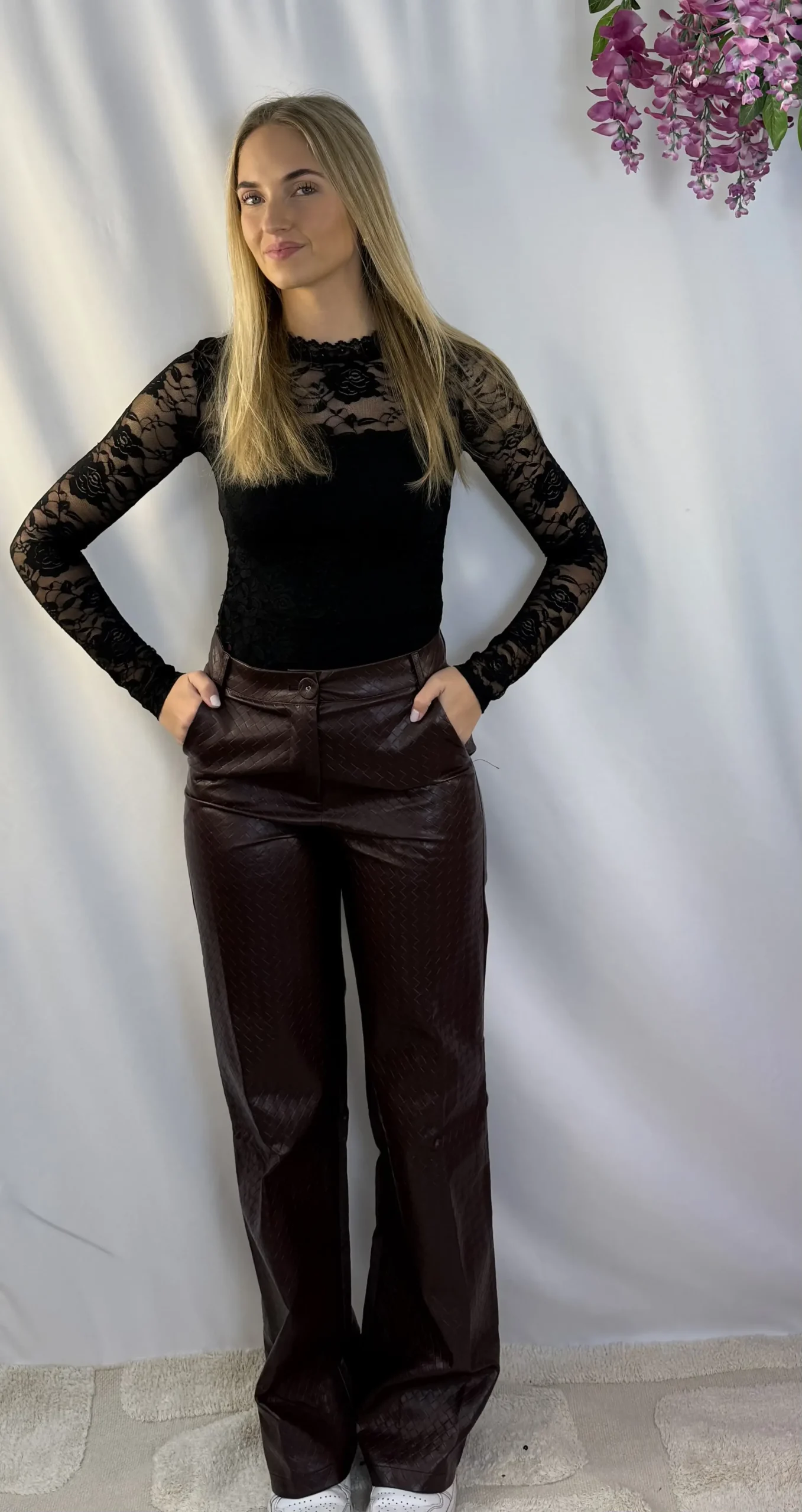 Bibi Mesh Flower Top - Zwart - Afbeelding 3