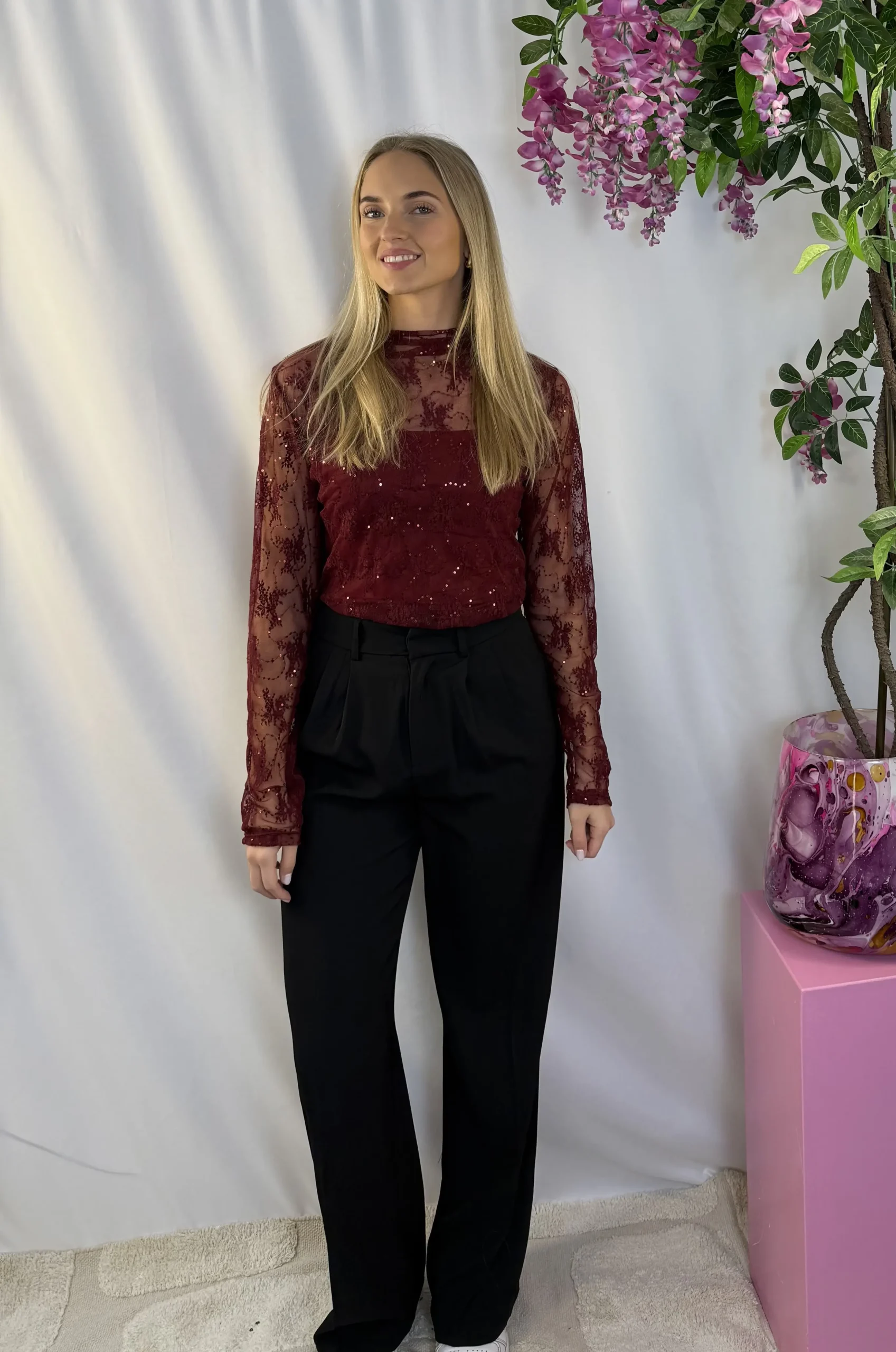 Nika Mesh Top - Bordeaux - Afbeelding 2