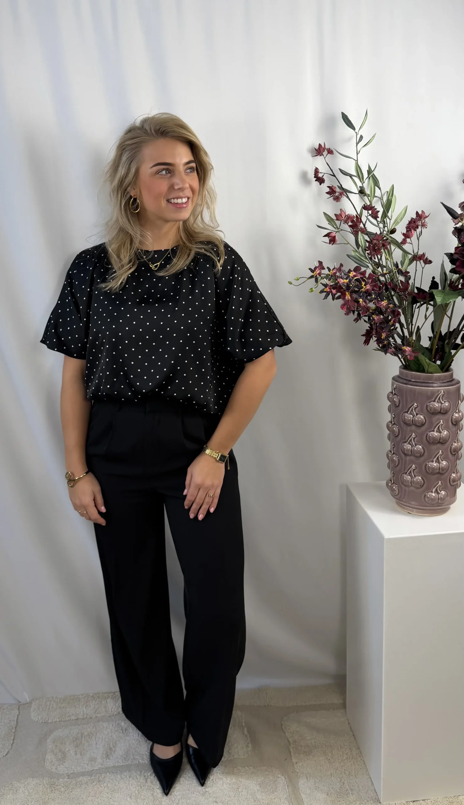 Sisterspoint - Gufo Dot Blouse - Zwart - Afbeelding 3