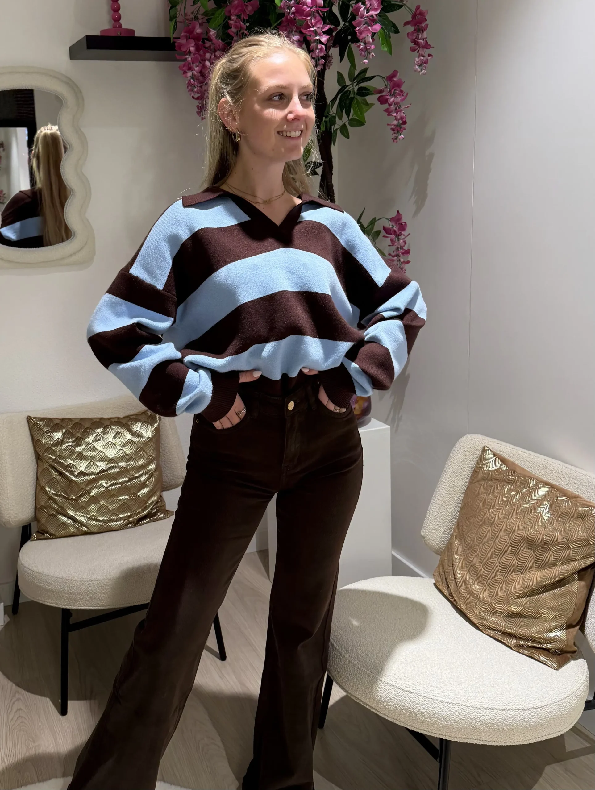 Jane Stripe Sweater - Bruin/Blauw