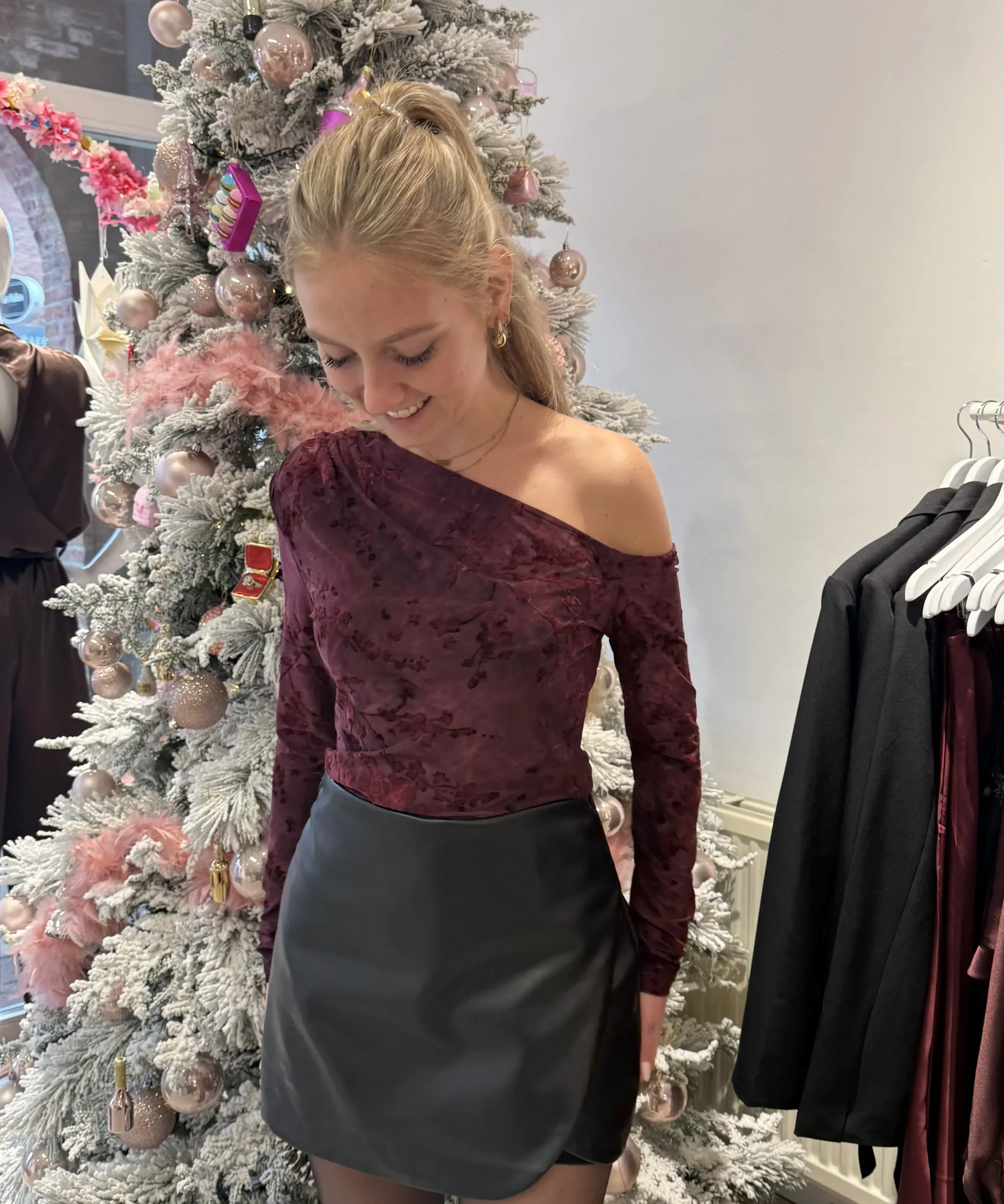 Elin Flower Top - Bordeaux