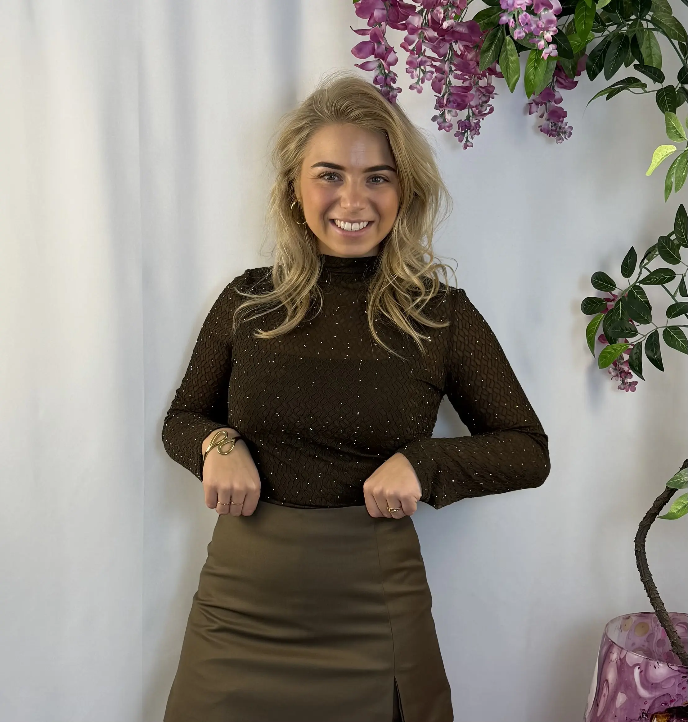 Milou Strass Top - Bruin