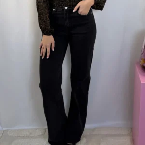 Bo Wide Leg Tall Jeans - Zwart - Queen Hearts