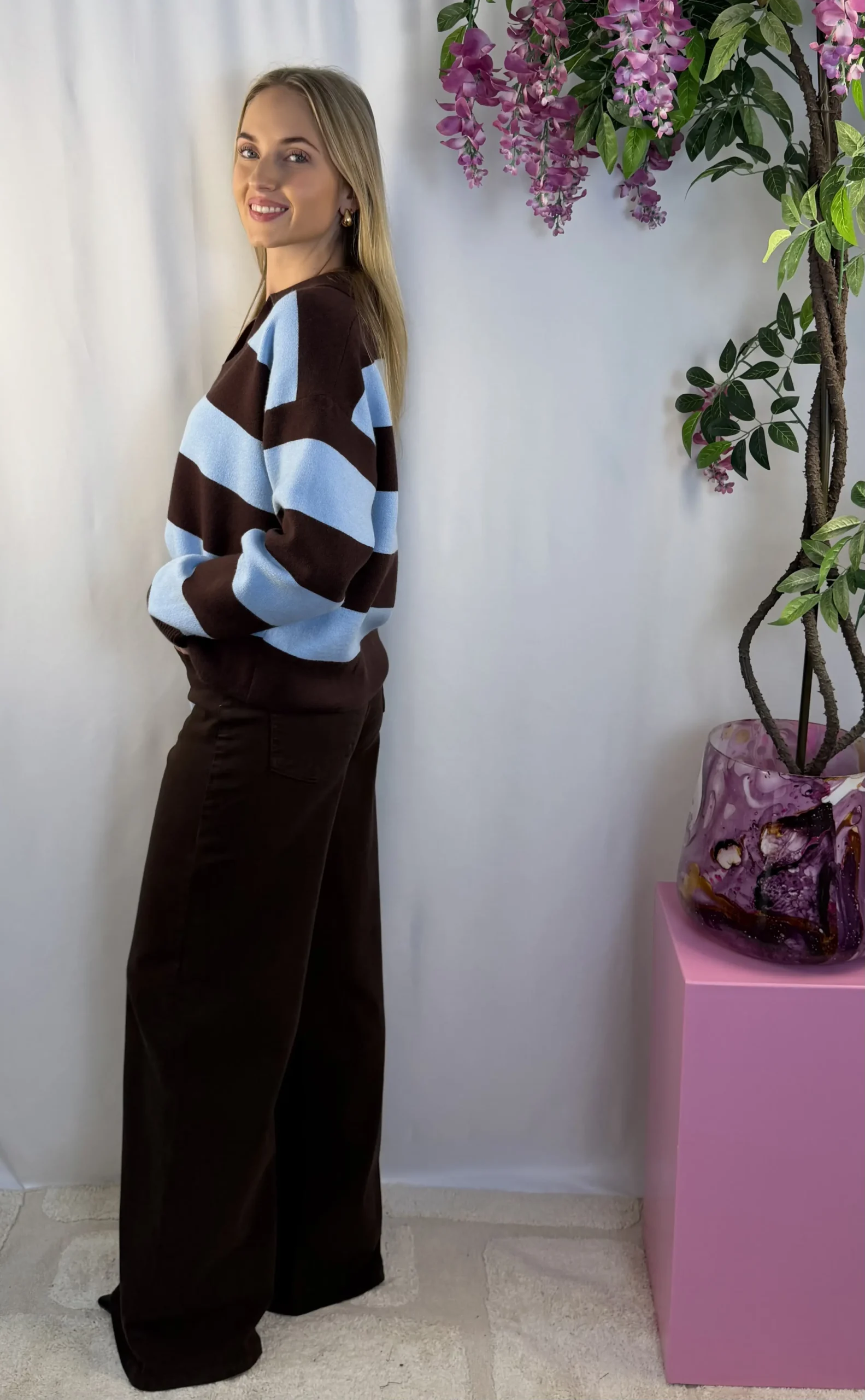 Jane Stripe Sweater - Bruin/Blauw - Afbeelding 4