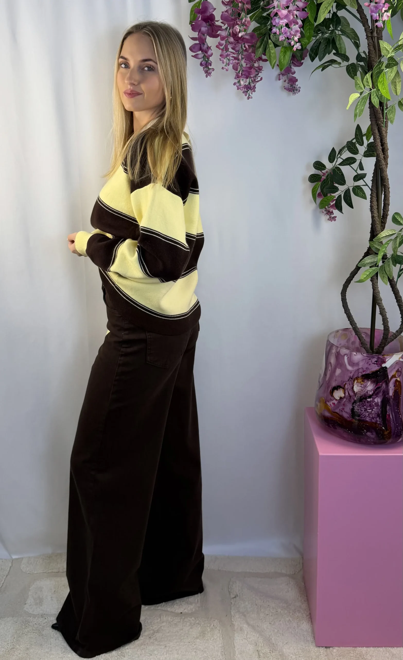 Jane Stripe Sweater - Bruin/Geel - Afbeelding 2