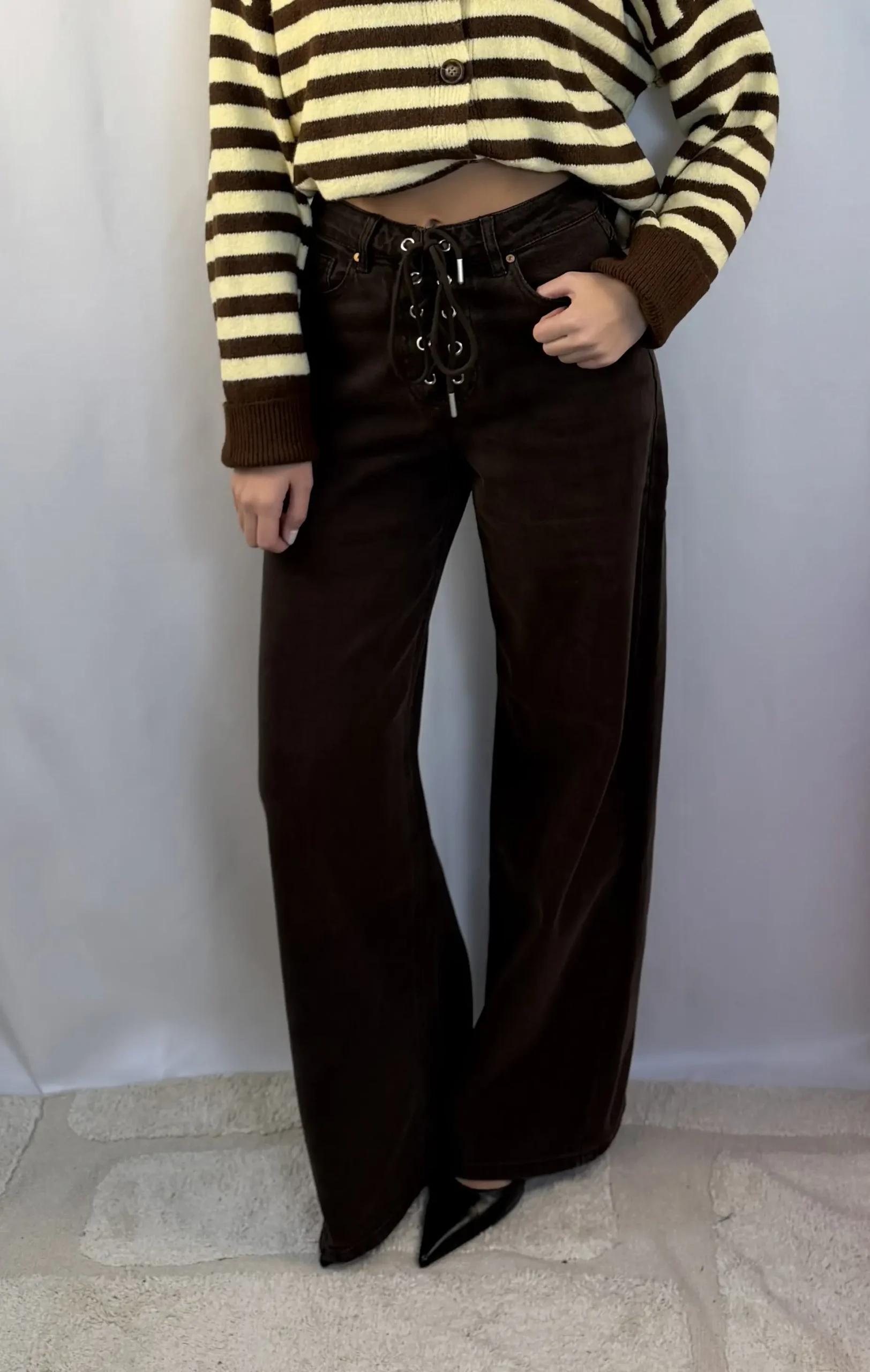 Mira Strik Jeans - Bruin - Queen Hearts