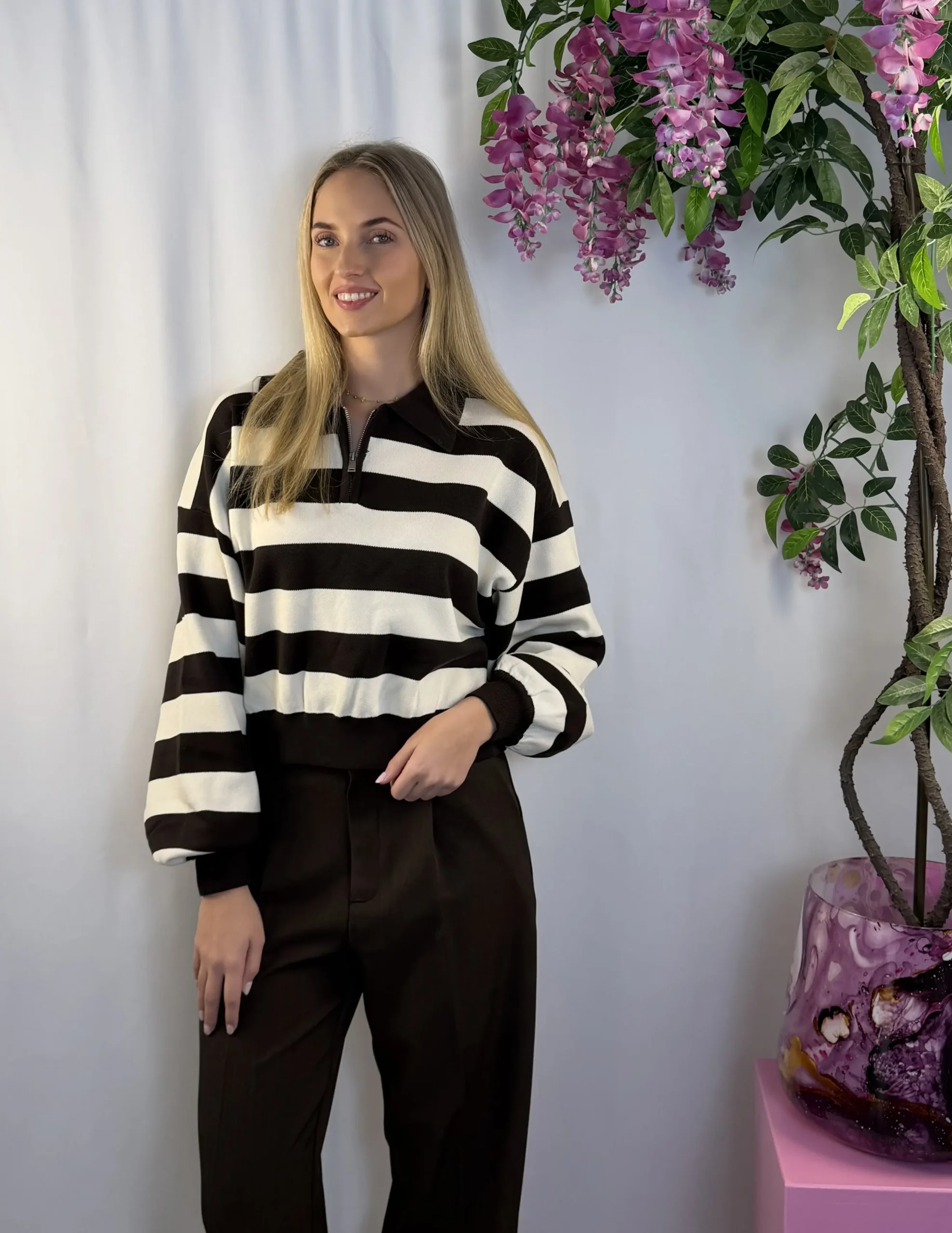 Melina Stripe Sweater - Bruin - Afbeelding 2