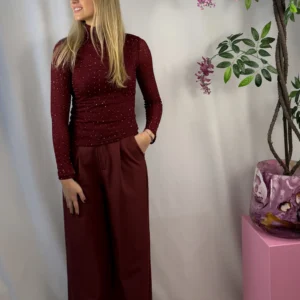 Milou Strass Top - Bordeaux