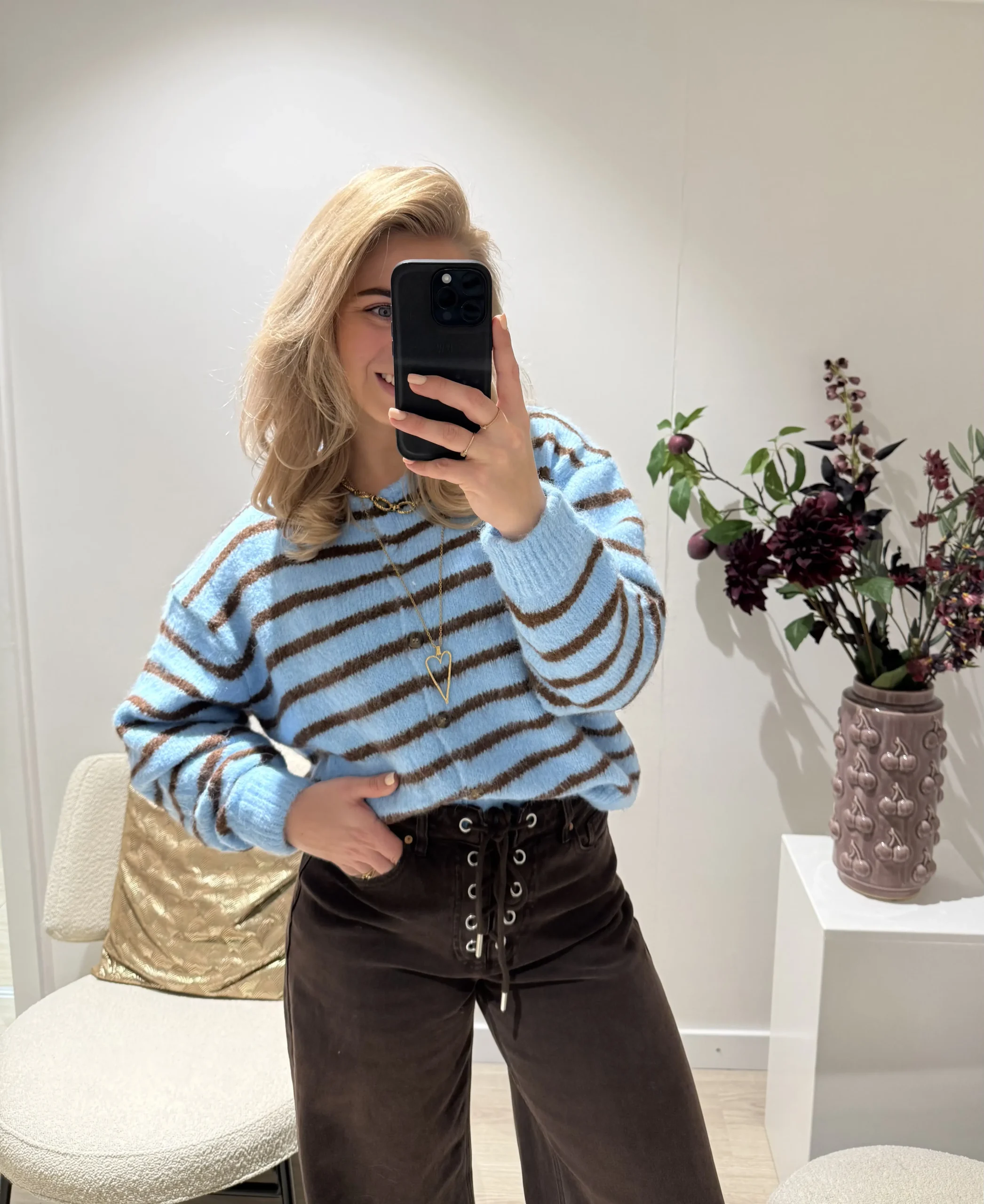 Junae Sweater - Blauw/Bruin