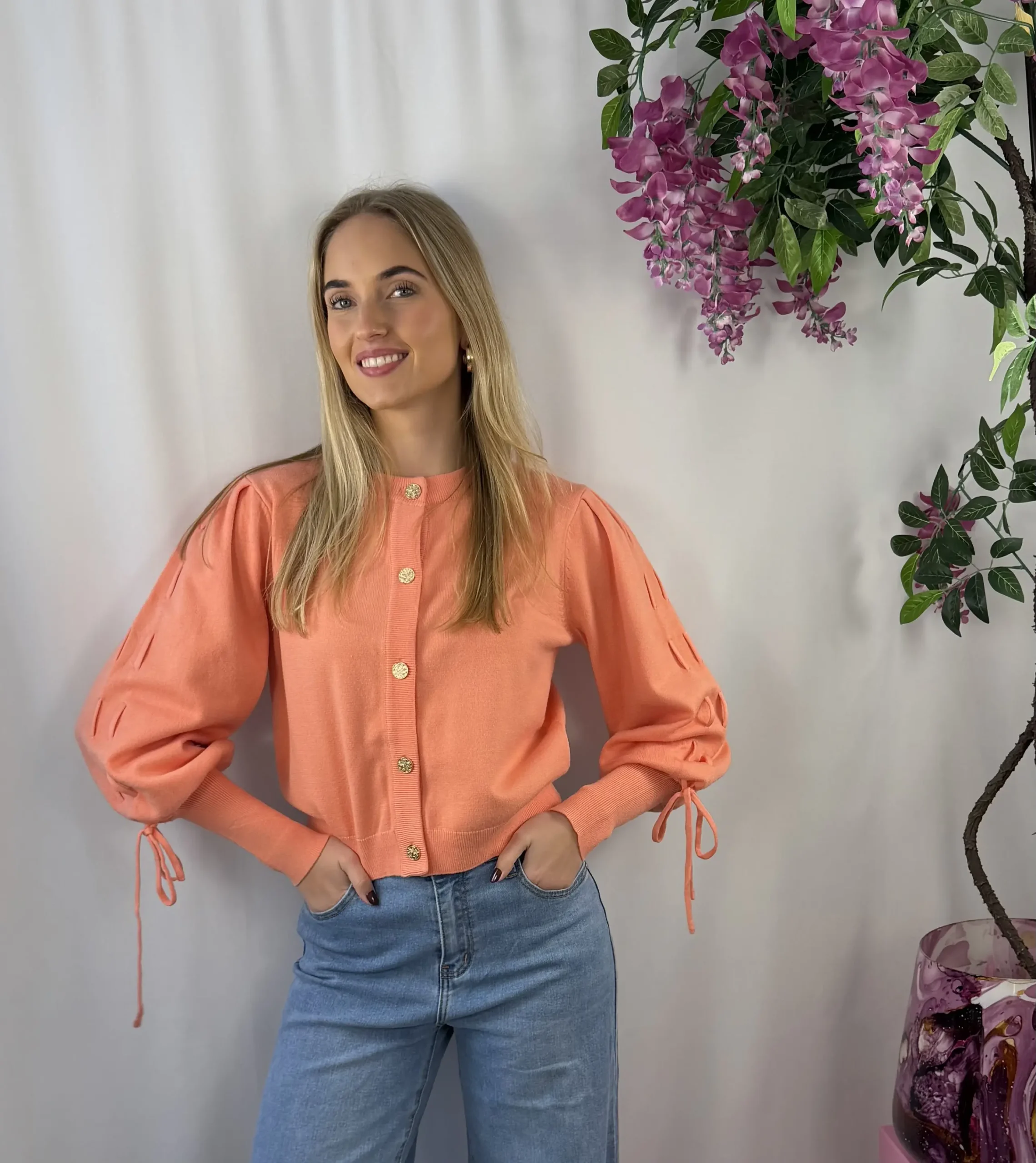 Fluresk - Vayda Cardigan - Pastel Peach