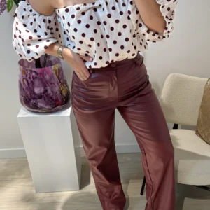 Denise Leather Pants - Bordeaux