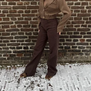 Lea Strass Wide Leg Jeans - Bruin - Queen Hearts