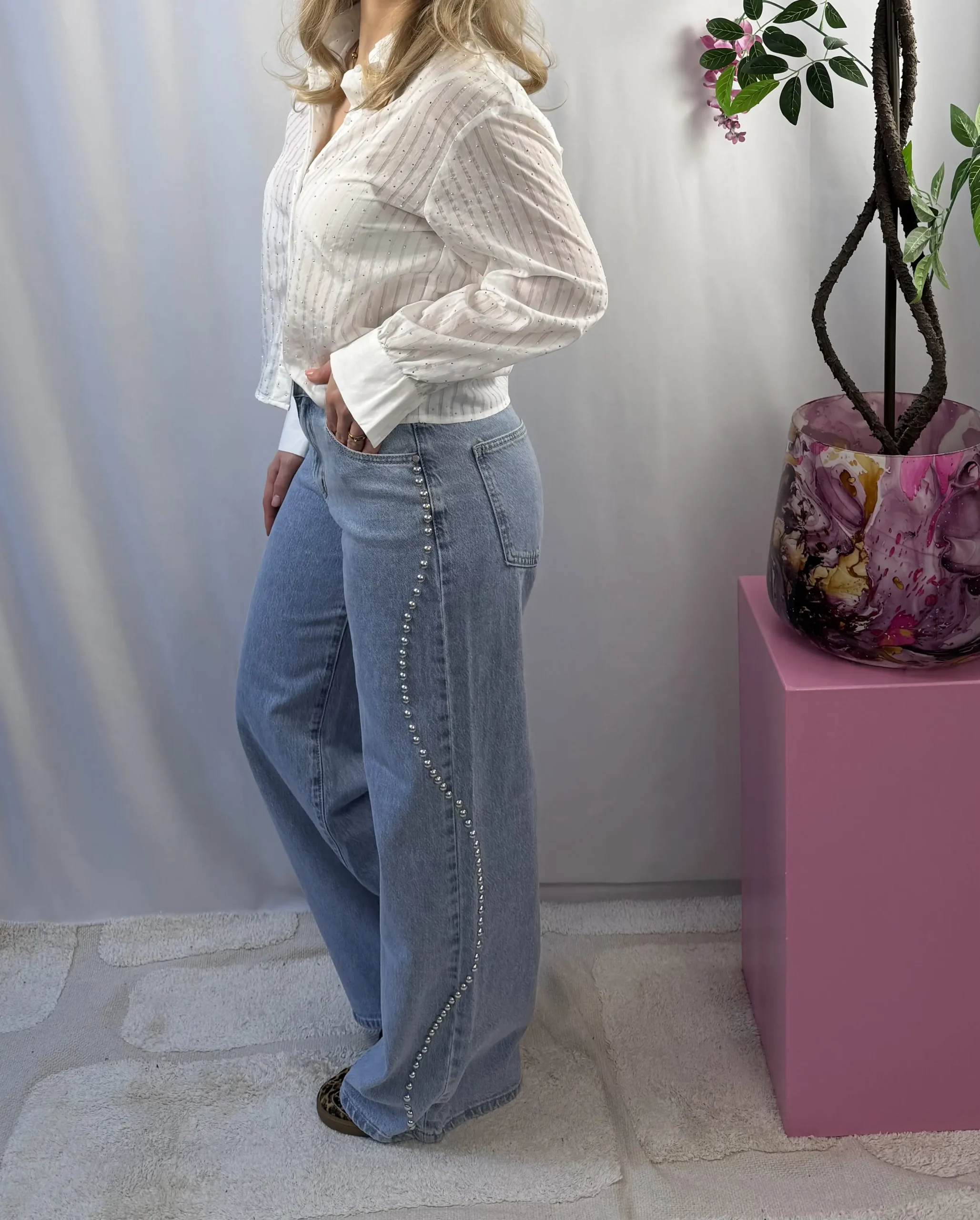 Liora Stud Wide Leg Jeans - Redial - Denim