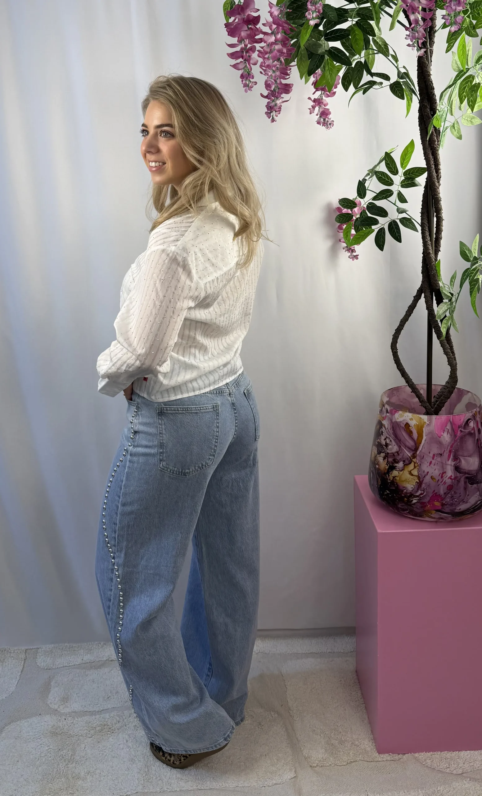 Liora Stud Wide Leg Jeans - Redial - Denim - Afbeelding 3