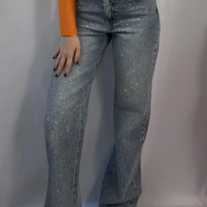 Macey Strass Wide Leg Jeans - Queen Hearts