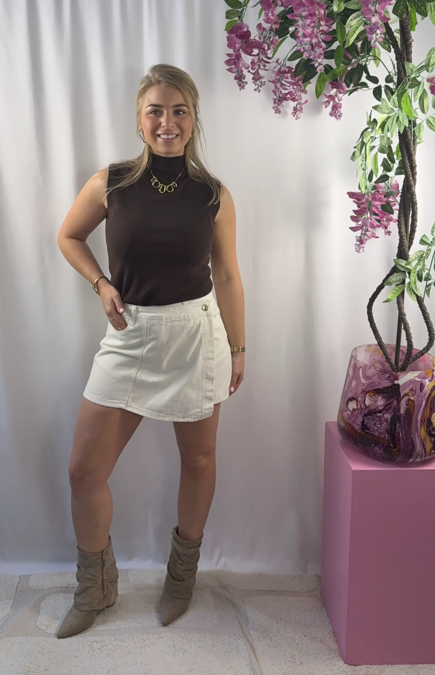 Novi Denim Skort - Wit - Afbeelding 3