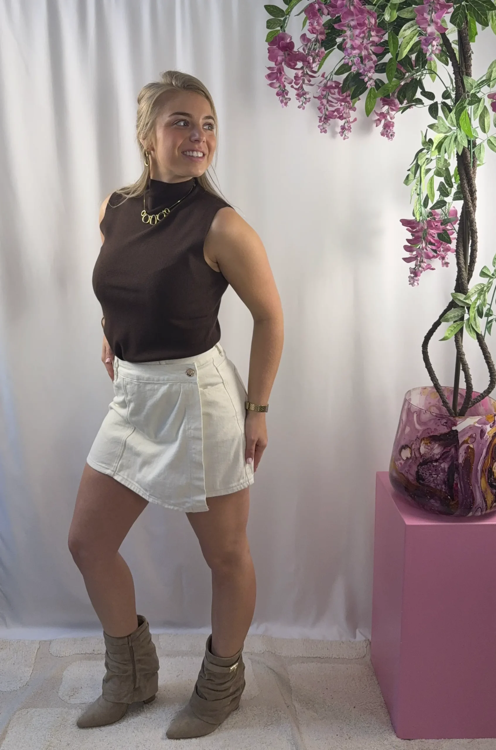 Novi Denim Skort - Wit - Afbeelding 4
