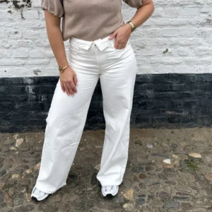 Isabel Wide Leg Jeans - Wit - Queen Hearts