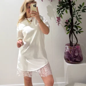 Julie Lace T-Dress - Wit