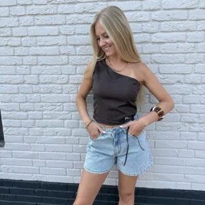 Gwen One Shoulder Top - Bruin