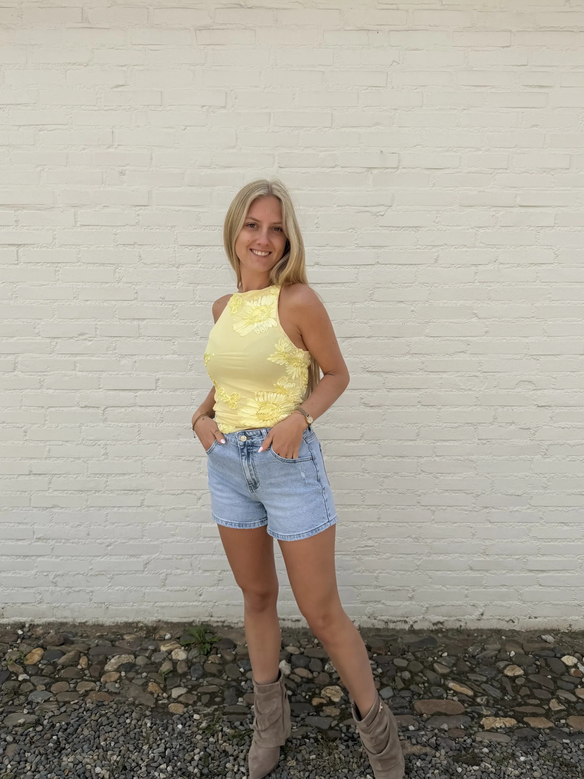 Elise Flower Top - Geel
