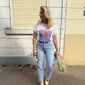 Mila Mom Jeans Denim - Queen Hearts