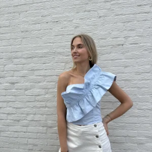 Elva One Shoulder Top - Blauw
