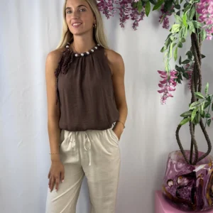 Suze Halter Dot Top - Bruin