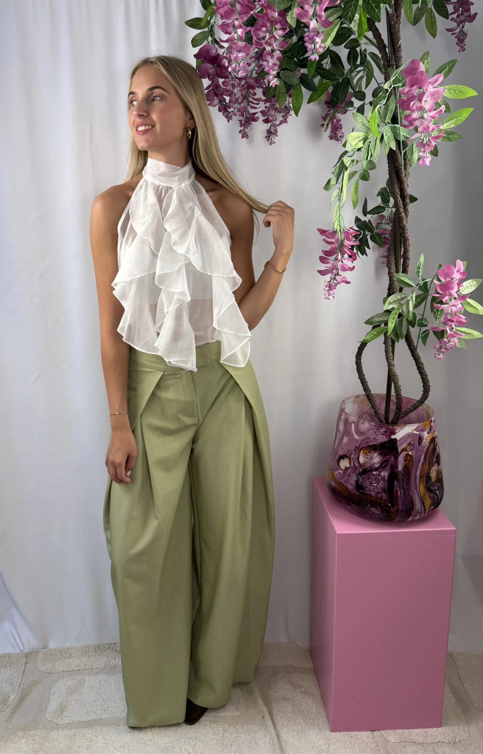 Claire Ruffle Top - Wit - Afbeelding 4