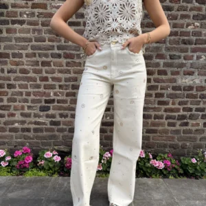 Minke Wide Leg Stud Jeans - Queen Hearts