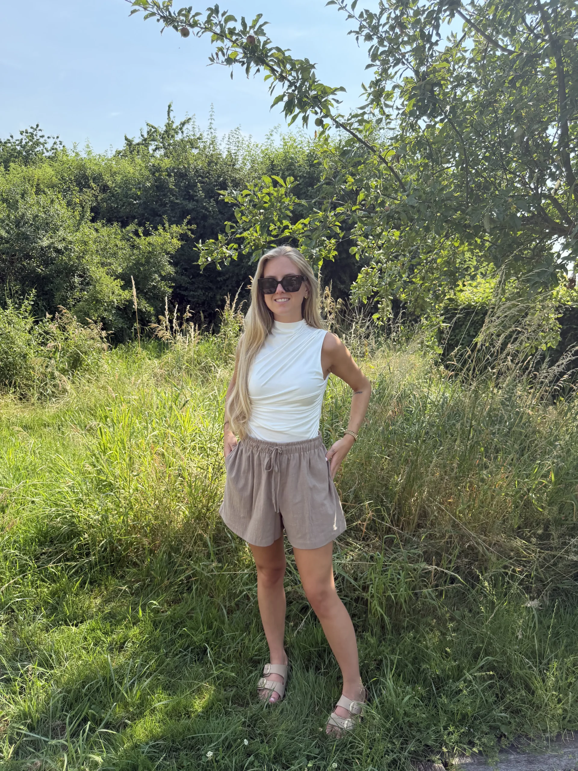 Bibi Linnen Short - Taupe - Afbeelding 2