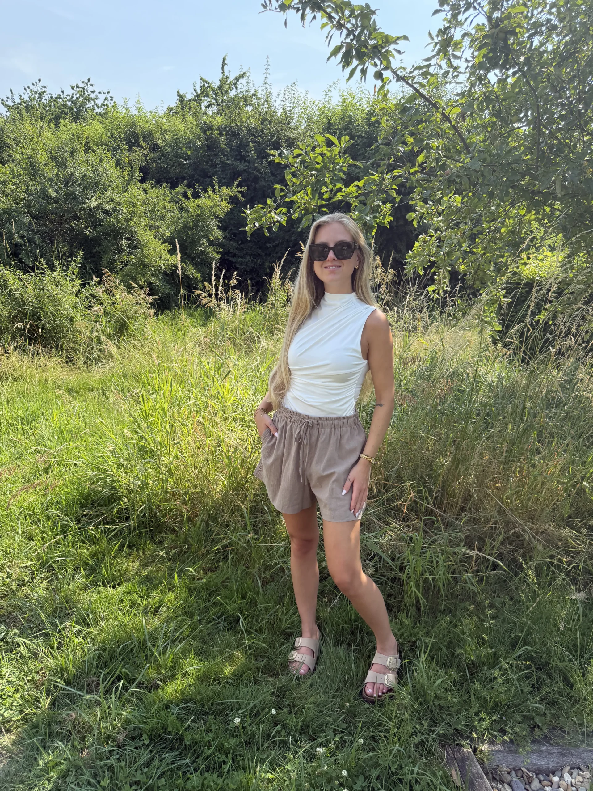 Bibi Linnen Short - Taupe - Afbeelding 4