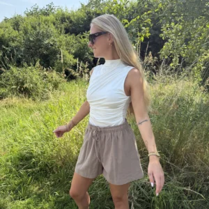 Bibi Linnen Short - Taupe