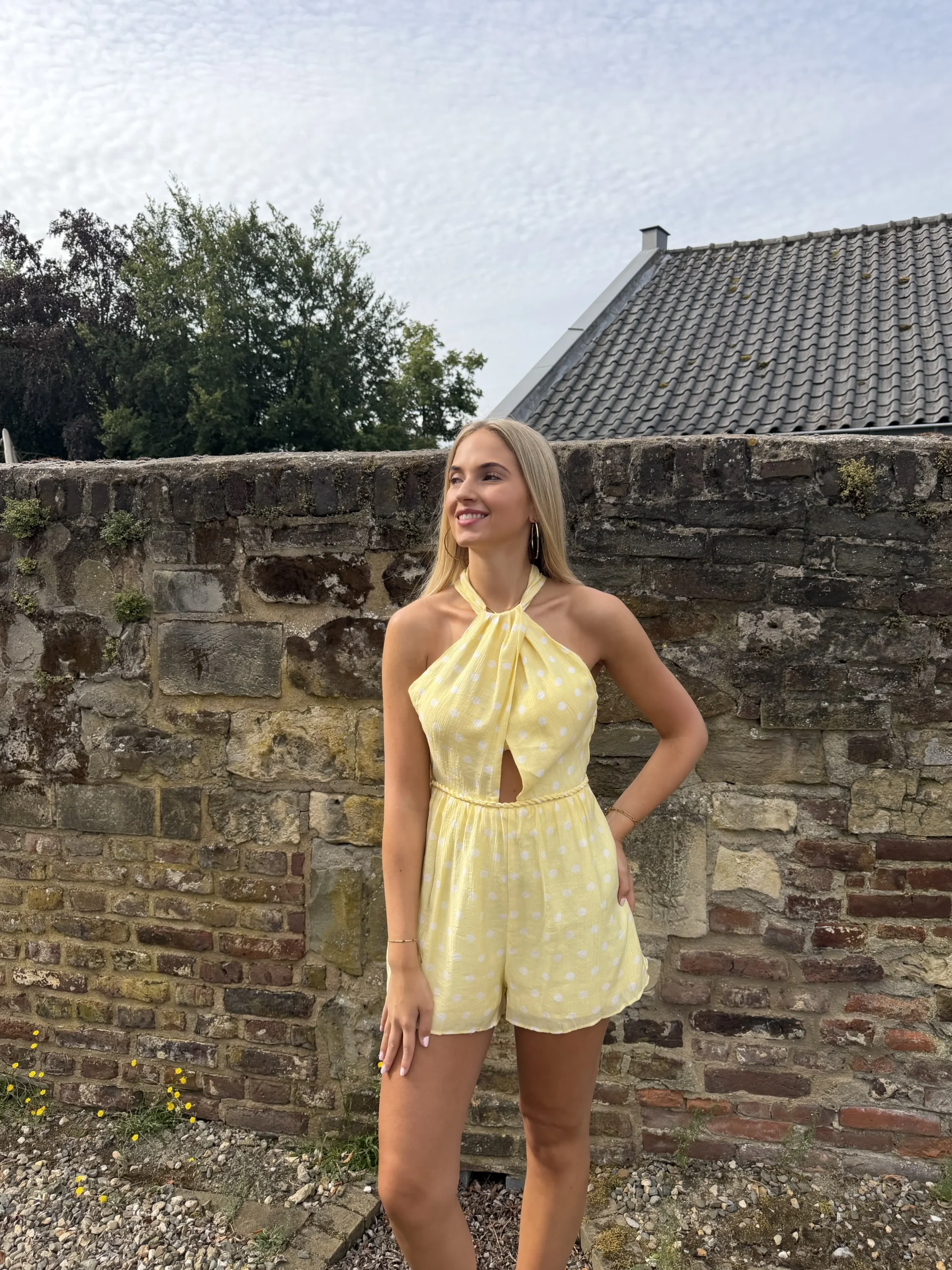 Ruby Dot Playsuit - Geel
